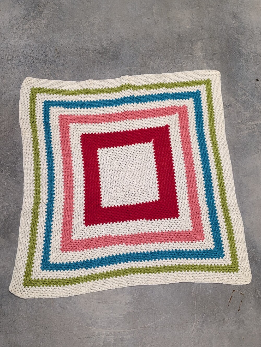 HAND CROCHETED knit BLANKET square throw